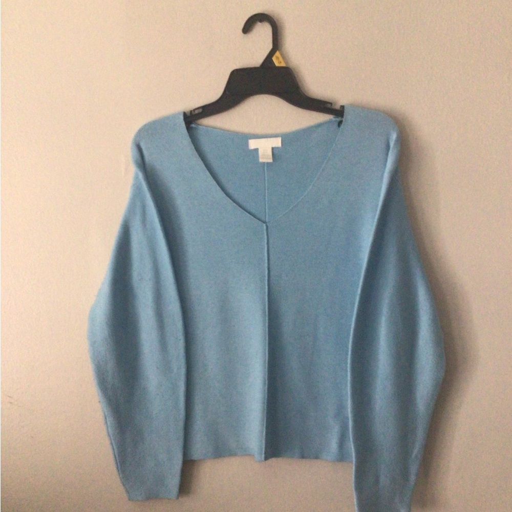Light Blue V-Neck Women's Sweater
